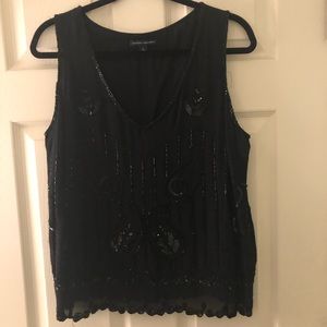 Banana Republic Large beaded tank in black